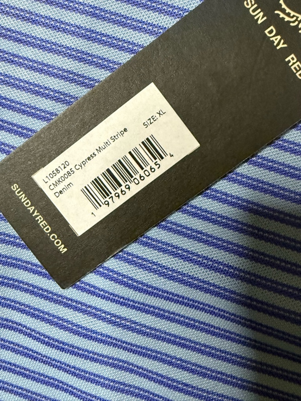 Sun Day Red NWT cypress multi stripe polo color denim Size XL - Picture 3 of 5